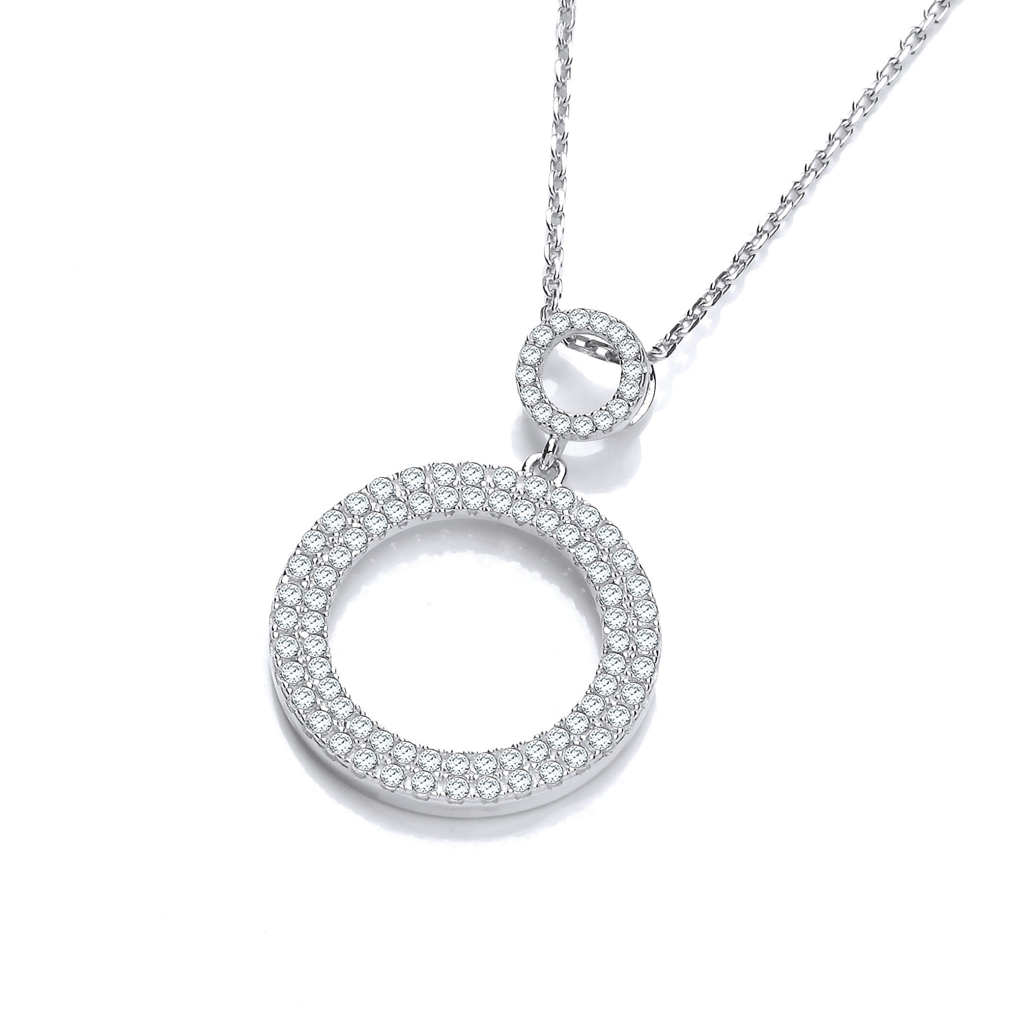 Silver Circle of Life Pavé Set Cubic Zirconia Pendant with 18" Chain