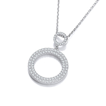 Silver Circle of Life Pavé Set Cubic Zirconia Pendant with 18" Chain