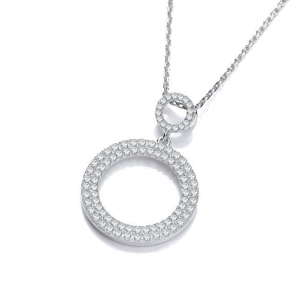 Silver Circle of Life Pavé Set Cubic Zirconia Pendant with 18" Chain