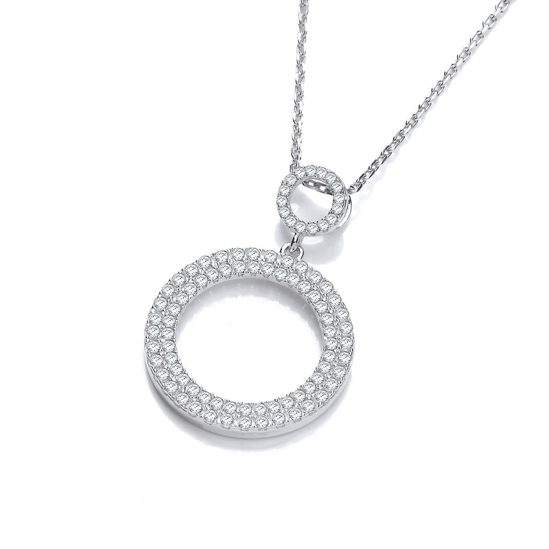 Silver Circle of Life Pavé Set Cubic Zirconia Pendant with 18" Chain
