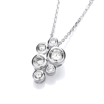 Silver Timeless Rubover Set Cubic Zirconia Pendant with Chain