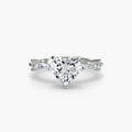 Solitaire with Eternity Pavé engagement ring in white gold with a heart-shaped centre stone