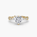 Solitaire with Eternity Pavé engagement ring in yellow gold with a heart-shaped centre stone