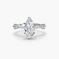 Solitaire with Eternity Pavé engagement ring in white gold with a marquise centre stone