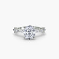 Solitaire with Eternity Pavé engagement ring in white gold with an oval centre stone