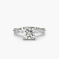 Solitaire with Eternity Pavé engagement ring in white gold with a princess-cut centre stone