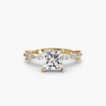 Solitaire with Eternity Pavé engagement ring in yellow gold with a princess-cut centre stone