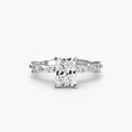 Solitaire with Eternity Pavé engagement ring in white gold with a radiant-cut centre stone