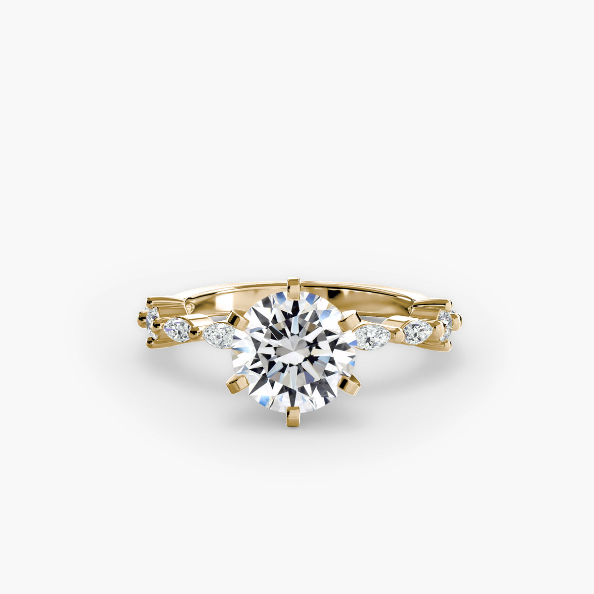 Solitaire with Eternity Pavé engagement ring in yellow gold