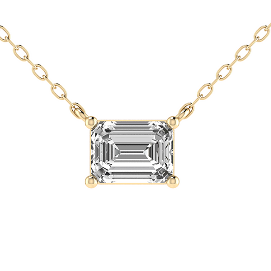 Lab Diamond Emerald Cut Solitaire Pendant (0.5ct - 4ct)