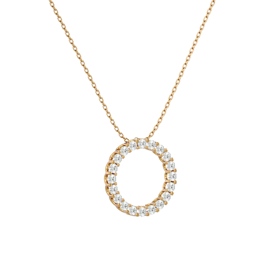 9ct Yellow Gold 1.80ct Diamond Open Circle Halo Necklace