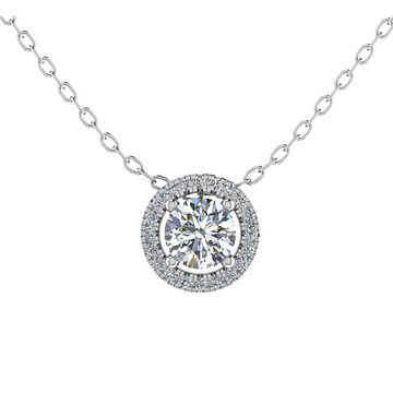 Lab Diamond Round Solitaire Halo Pendant (0.5ct - 4ct)