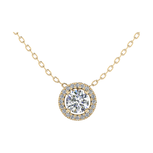 Lab Diamond Round Solitaire Halo Pendant (0.5ct - 4ct)