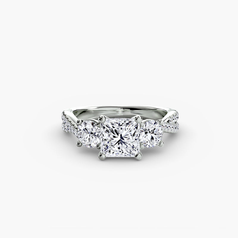 The Marylebone Three-Stone with Pavé Band