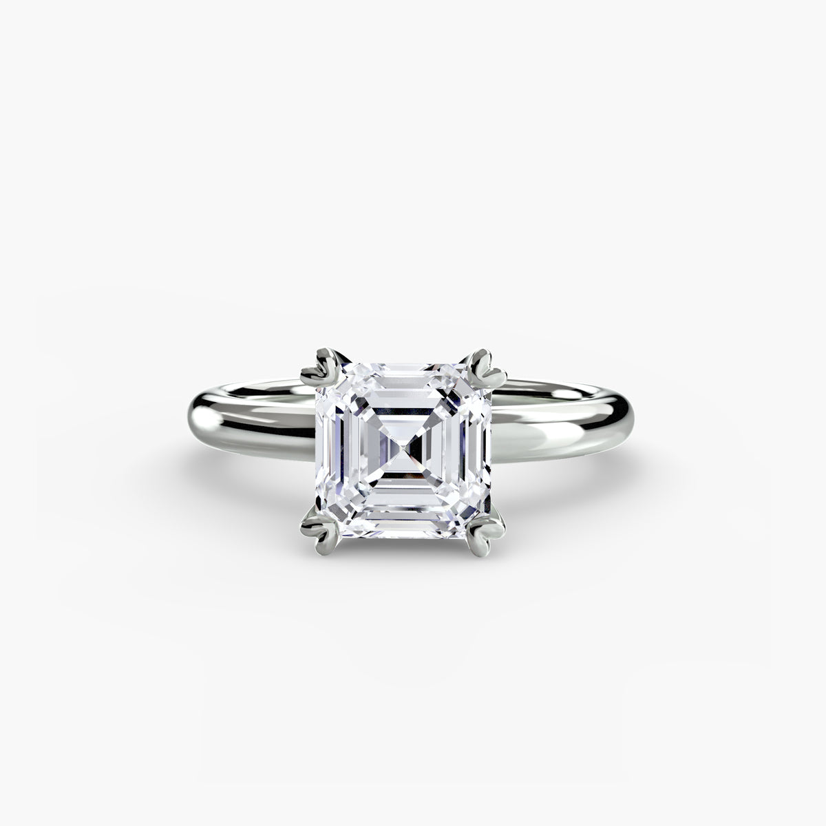 Solitaire ring in white gold with an Asscher-cut centre stone