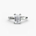 Solitaire ring in white gold with an emerald-cut centre stone