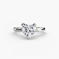 Solitaire ring in white gold with a heart-shaped centre stone