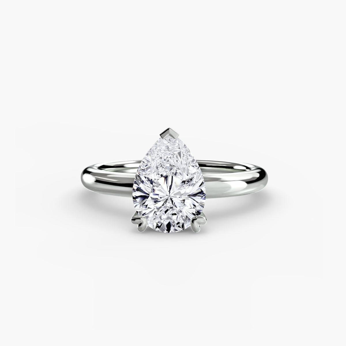 Solitaire ring in white gold with a pear-shaped centre stone