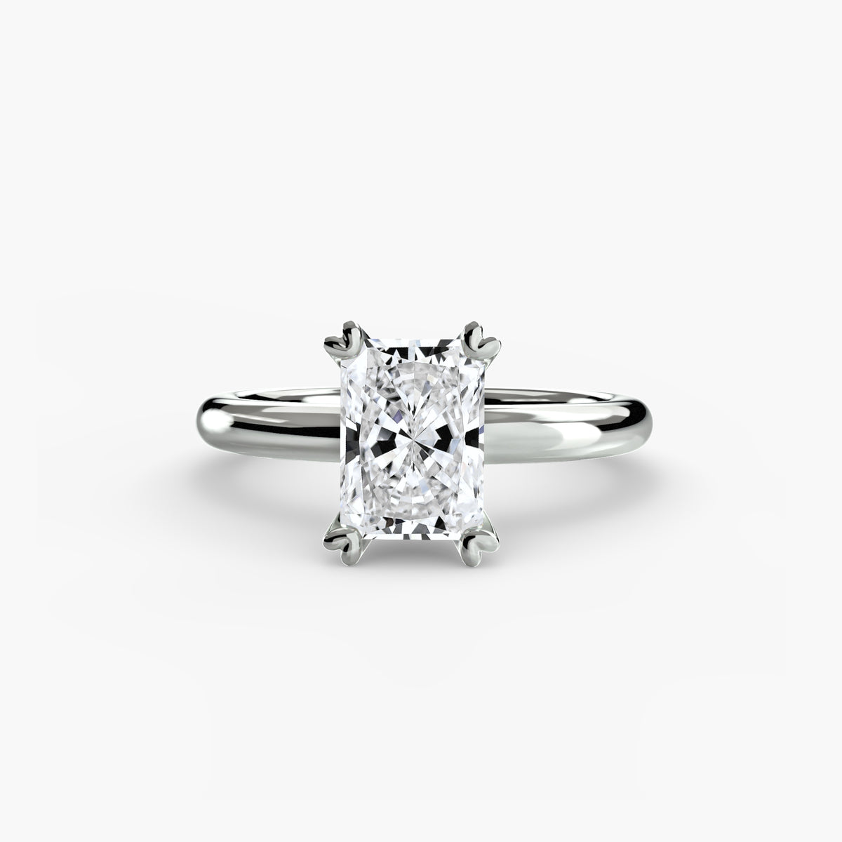 Solitaire ring in white gold with a radiant-cut centre stone