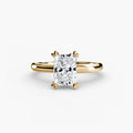 Solitaire ring in yellow gold with a radiant-cut centre stone