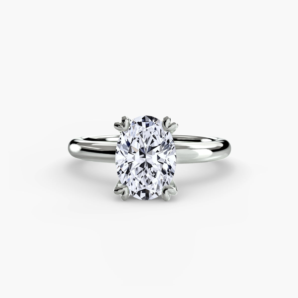 Solitaire ring in white gold with an oval centre stone