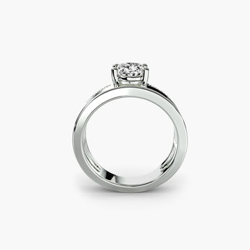 Wide Band Solitaire with Pavé Band