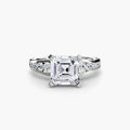 Solitaire with Pavé engagement ring in white gold with an Asscher-cut centre stone