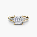 Solitaire with Pavé engagement ring in yellow gold with an Asscher-cut centre stone