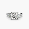 Solitaire with Pavé engagement ring in white gold with a princess-cut centre stone