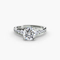 Solitaire with Pavé engagement ring in white gold