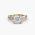 Solitaire with Pavé engagement ring in yellow gold with an Asscher-cut centre stone
