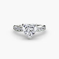 Solitaire with Pavé engagement ring in white gold with a heart-shaped centre stone