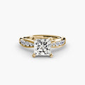 Solitaire with Pavé engagement ring in yellow gold with a princess-cut centre stone