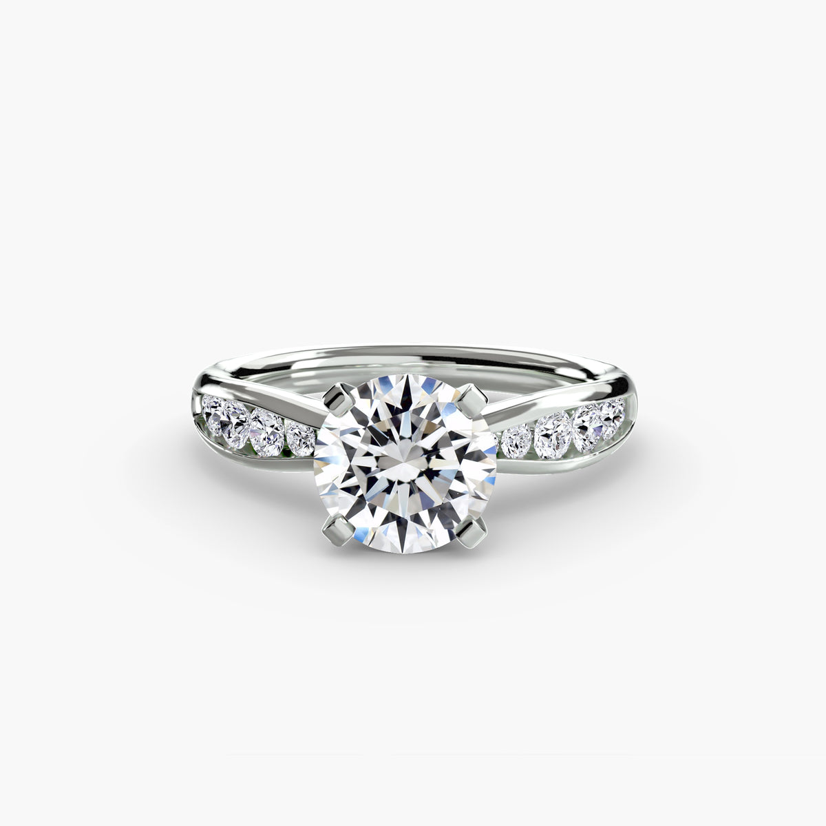 Solitaire with Pavé engagement ring in white gold