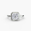 The Bezel Set Solitaire engagement ring in white gold with an Asscher-cut centre stone