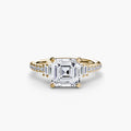 Solitaire with Pavé engagement ring in yellow gold with an Asscher-cut centre stone