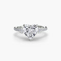 Solitaire with Pavé engagement ring in white gold with a heart-shaped centre stone