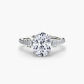 Solitaire with Pavé engagement ring in white gold with an oval centre stone