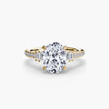 Solitaire with Pavé engagement ring in yellow gold with an oval centre stone