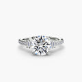 Solitaire with Pavé engagement ring in white gold with a round centre stone