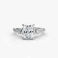Solitaire with Pavé engagement ring in white gold with a radiant-cut centre stone