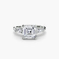 The Floral Accent Solitaire engagement ring in white gold with an Asscher-cut centre stone