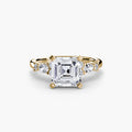 The Floral Accent Solitaire engagement ring in yellow gold with an Asscher-cut centre stone
