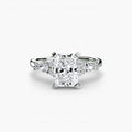 The Floral Accent Solitaire engagement ring in white gold with a radiant-cut centre stone