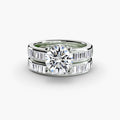 Baguette Channel Solitaire engagement ring in white gold with a round centre stone