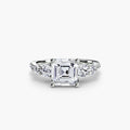 Five Stone Ring with Pavé Band in white gold with an Asscher-cut centre stone