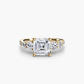 Five Stone Ring with Pavé Band in yellow gold with an Asscher-cut centre stone