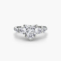 Five Stone Ring with Pavé Band in white gold with a heart-shaped centre stone