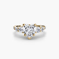 Five Stone Ring with Pavé Band in yellow gold with a heart-shaped centre stone