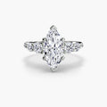 Five Stone Ring with Pavé Band in white gold with a marquise centre stone